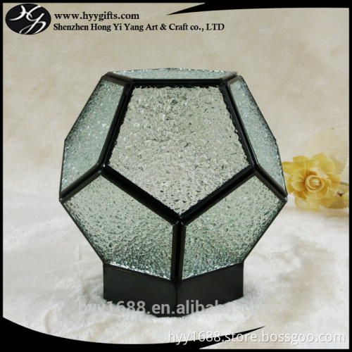 antique diamond shaped geometric glass lantern candle holder for led